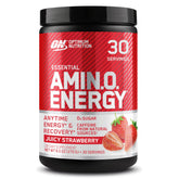 Optimum Nutrition Amino Energy Juicy Strawberry tub for a refreshing pre-workout boost.