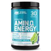 Optimum Nutrition Amino Energy tub front; boosts energy and focus.