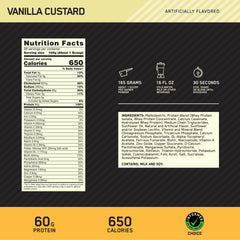 Optimum Nutrition Pro Gainer label close-up shows 60g protein per serving.