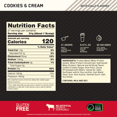 Optimum Nutrition Gold Standard whey powder scoop ready to mix.