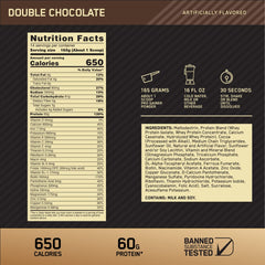 Optimum Nutrition GS Pro Gainer chocolate shake pour showing creamy texture