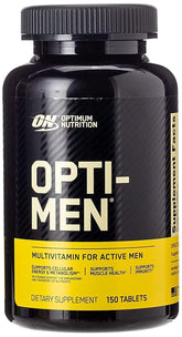 Optimum Nutrition Opti-Men bottle front showing a 150-count supply for daily use.