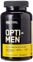 Optimum Nutrition Opti-Men bottle front showing a 150-count supply for daily use.