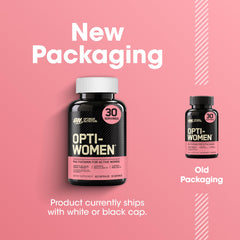 Close-up of Opti-Women tablets indicating daily two-tablet serving.