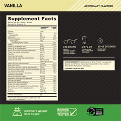 Optimum Nutrition Serious Mass vanilla blender scene illustrating easy smoothie boosting