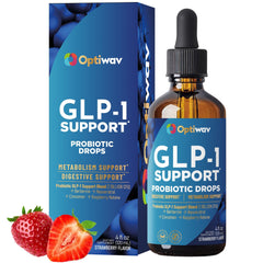 OptiWav GLP-1 Support bottle pour showing convenient dosing for appetite control