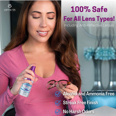 Optix 55 microfiber cloths gently remove smudges without scratching lenses.