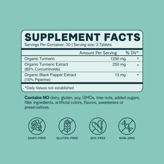Close-up of Ora Organic Curcumin piperine tablet highlighting vegan, no-filler formula