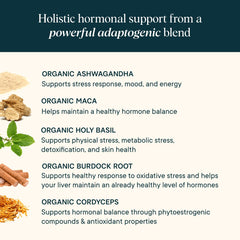 Ora Organic Hormone Balance label detail showing plant based clean formula