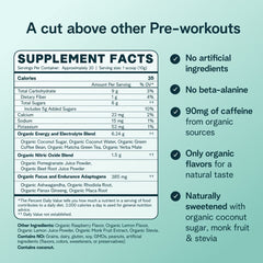 Measuring cup ready to pour Ora Organic pre-workout for workouts.