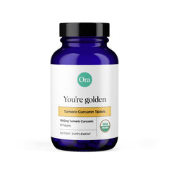 Ora Organic Turmeric Curcumin bottle with pepper extract for enhanced absorption and daily joint support