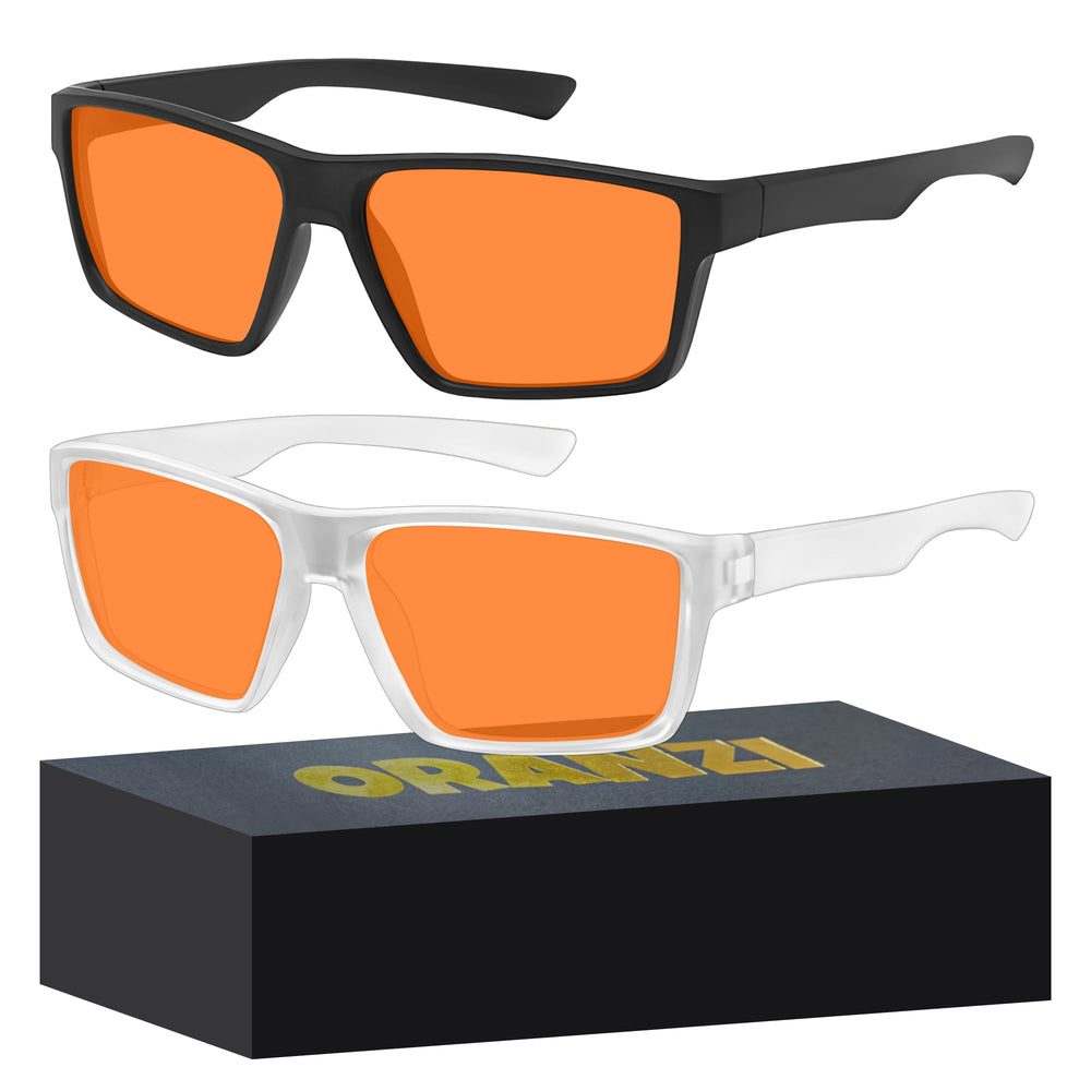 ORANZI 2-pack blue light glasses close-up showing lightweight frame and anti-glare lenses
