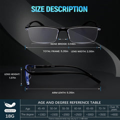 Lentes ORANZI con dioptría 2.75 para lectura nítida.