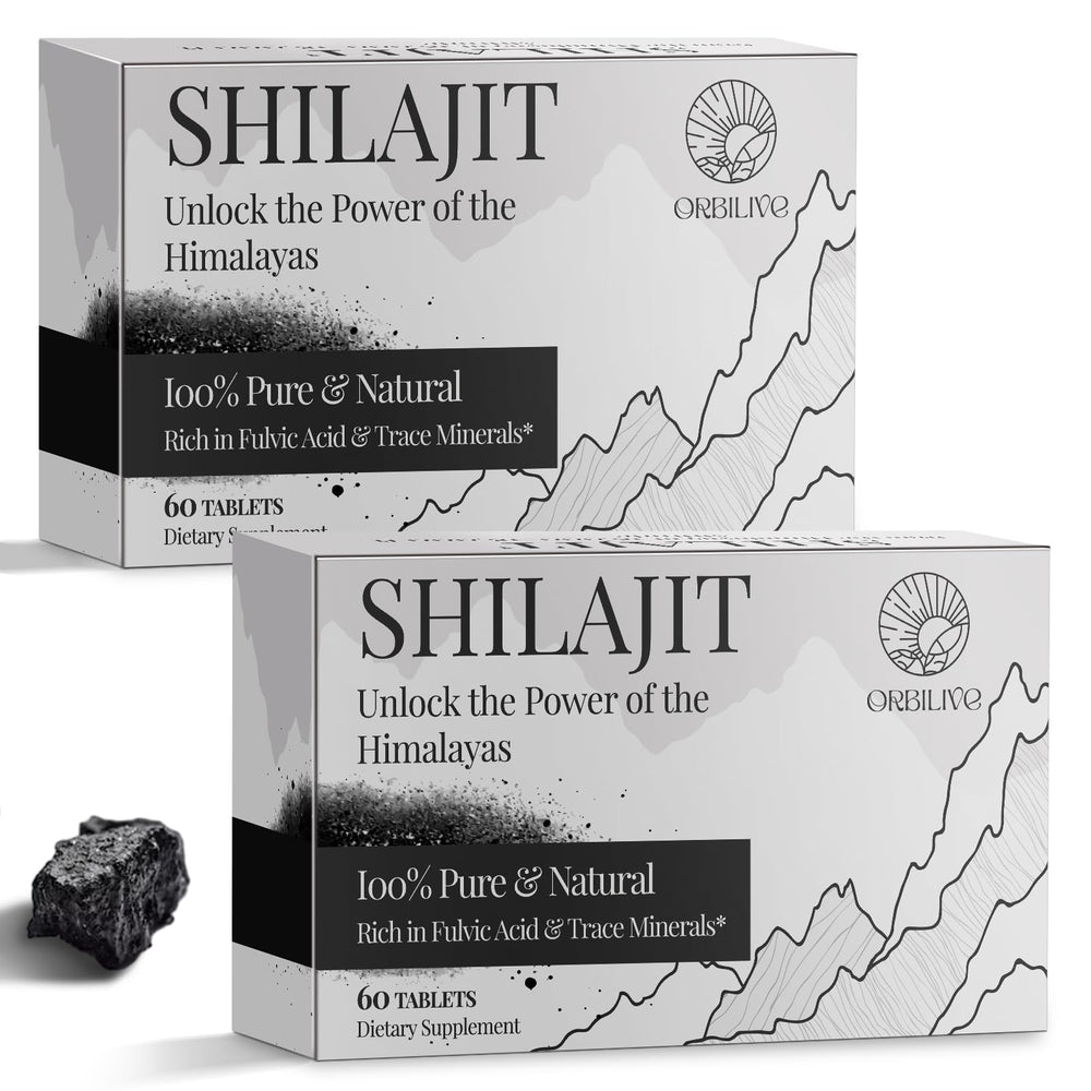ORBILIVE Shilajit tablets with a glass of water for daily energy support