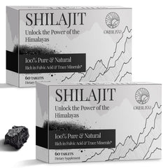ORBILIVE Shilajit tablets with a glass of water for daily energy support
