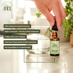 Carvacrol-rich oil visual emphasizes potency and aroma