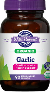 Oregon's Wild Harvest garlic capsules bottle front for daily organic support.