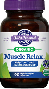 Oregon's Wild Harvest Muscle Relax bottle with organic herbs for daily calm