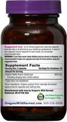 Close-up of Oregon's Wild Harvest nettle capsules label highlighting organic certification.