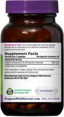 Oregon's Wild Harvest Schisandra organic bottle label closeup highlighting quality.