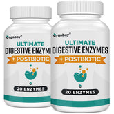 Orgabay Digestive Enzymes bottle and capsules for balanced digestion after meals.