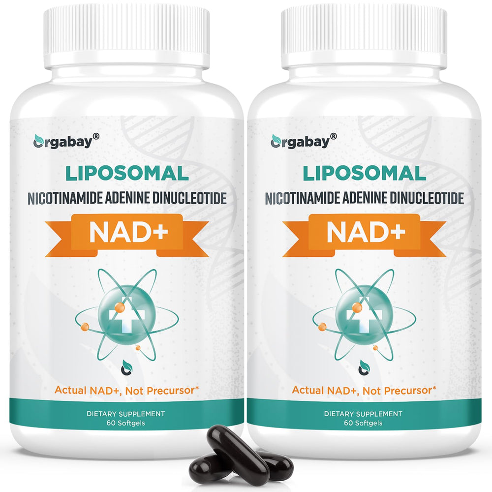 Orgabay Liposomal NAD+ bottle shows a high absorption formula for daily energy support.