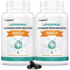 Orgabay Liposomal NAD+ bottle shows a high absorption formula for daily energy support.