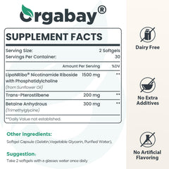 Orgabay Liposomal NAD+ softgel close-up highlights the 500 mg dose.