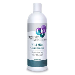 Organic Excellence Wild Mint Conditioner bottle pour for even distribution and fresh scent.