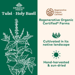 ORGANIC INDIA Tulsi label detail with USDA Organic seal