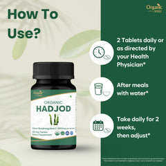 Organic Spree Hadjod tablets closeup showing compact, easy-to-swallow capsules for daily use.