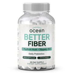 Organics Ocean Better Fiber bottle front view promotes simple daily digestion support.
