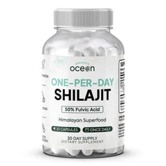 Organics Ocean One-Per-Day Shilajit capsule close-up for daily vitality.