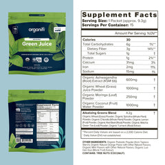Organifi GO Packs organic dried greens highlighting clean ingredients.
