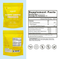 Organifi Happy Drops gummies on hand for a convenient daily mood boost.