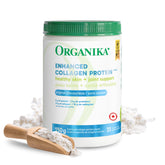 Organika Collagen Enhanced bottle front view signaling hair and nail support.