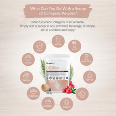 Organixx collagen peptides powder in tea highlights flavor-free blending