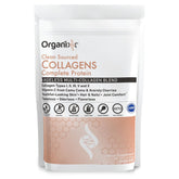Organixx collagen peptides powder tub closeup for clean daily use