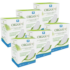 Organyc moderate-flow cotton pad packaging, ready for everyday use.
