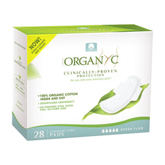 Organyc overnight pad with cotton inside for ultra-absorbent protection and comfort.