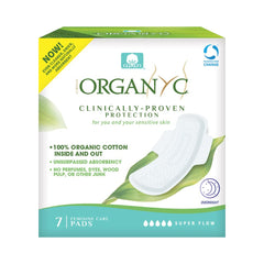 Organyc Overnight Pads 2.0 packaging shown, compact and shelf-friendly.