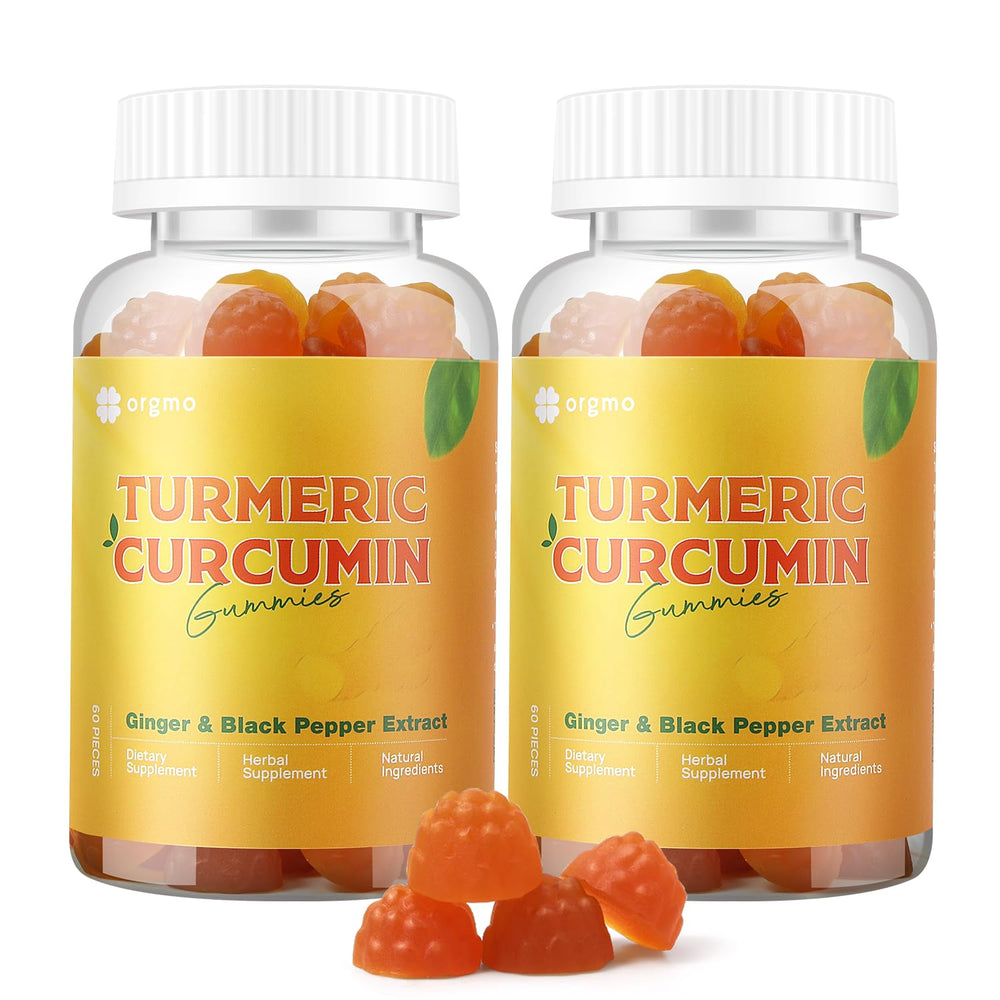 ORGMO Turmeric Curcumin Gummies bottle front for daily wellness and easy dosing