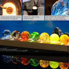 Ornalrist crystal spheres with wooden base illuminate seven colors for cozy night light.