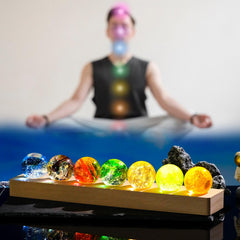 Ornalrist seven chakra orbs create a colorful glow to enhance focus.