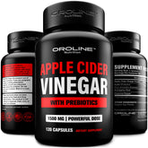 OroLine Apple Cider Vinegar pills bottle for convenient daily energy support and gut health