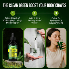 Orry's Vital mint-flavor chlorophyll drops on glass showing smoother taste