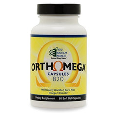 Orthomega 820 bottle with soft gels supports convenient omega-3 intake