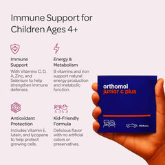 Orthomol Immun Junior C Plus label detail emphasizes vitamins and minerals for immune support