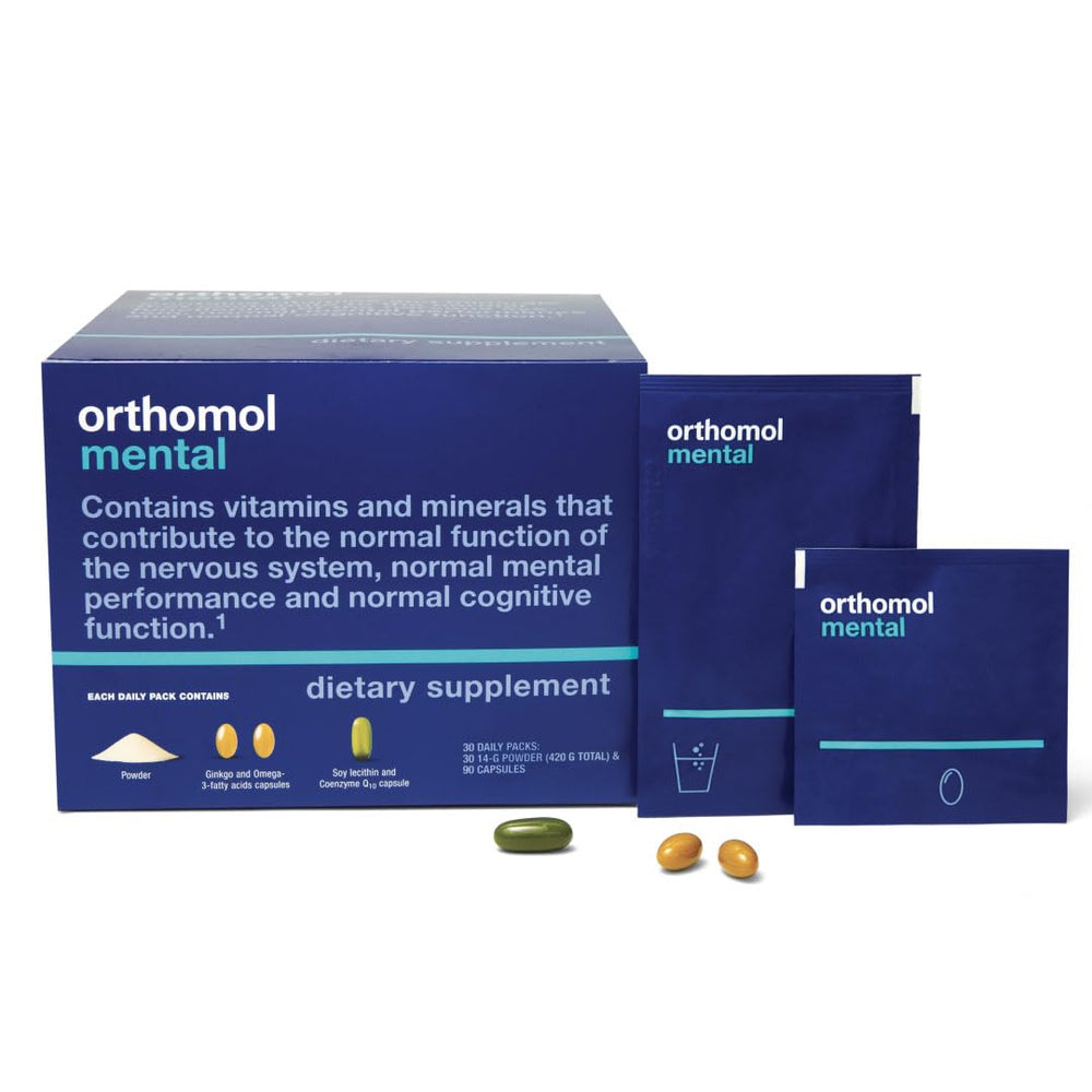 Orthomol Mental bottle front view signaling premium cognitive support.