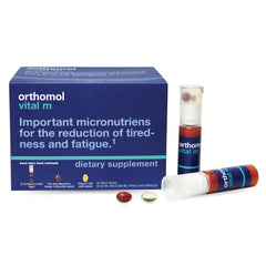 Orthomol Vital M daily pack front view supports daily energy.